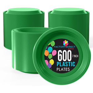 7 in. Emerald Green Plastic Plates | Case of 600