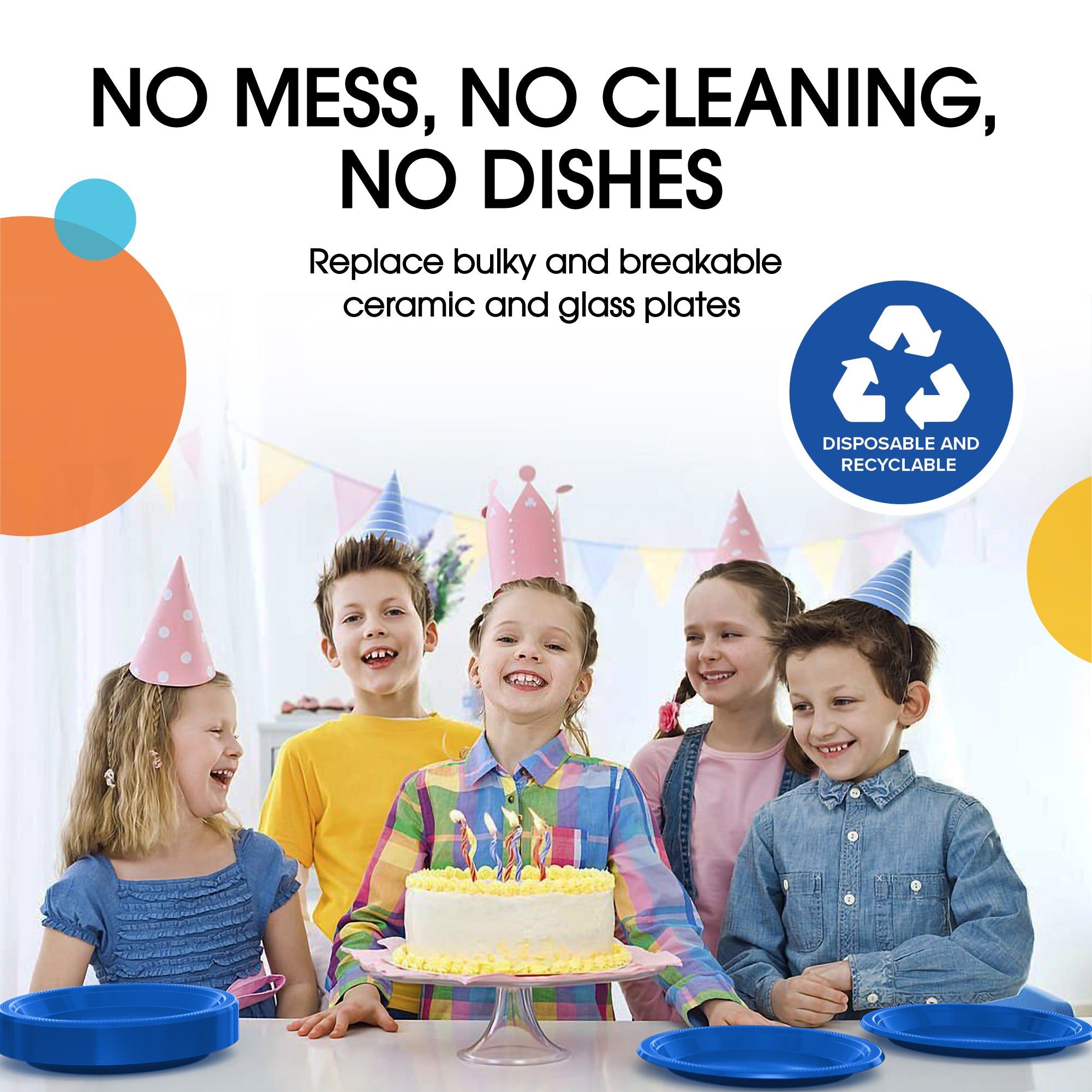 10 In. Dark Blue Plastic Plates | 50 Count