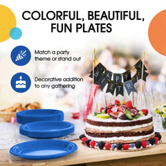 7 In. Dark Blue Plastic Plates | 50 Count