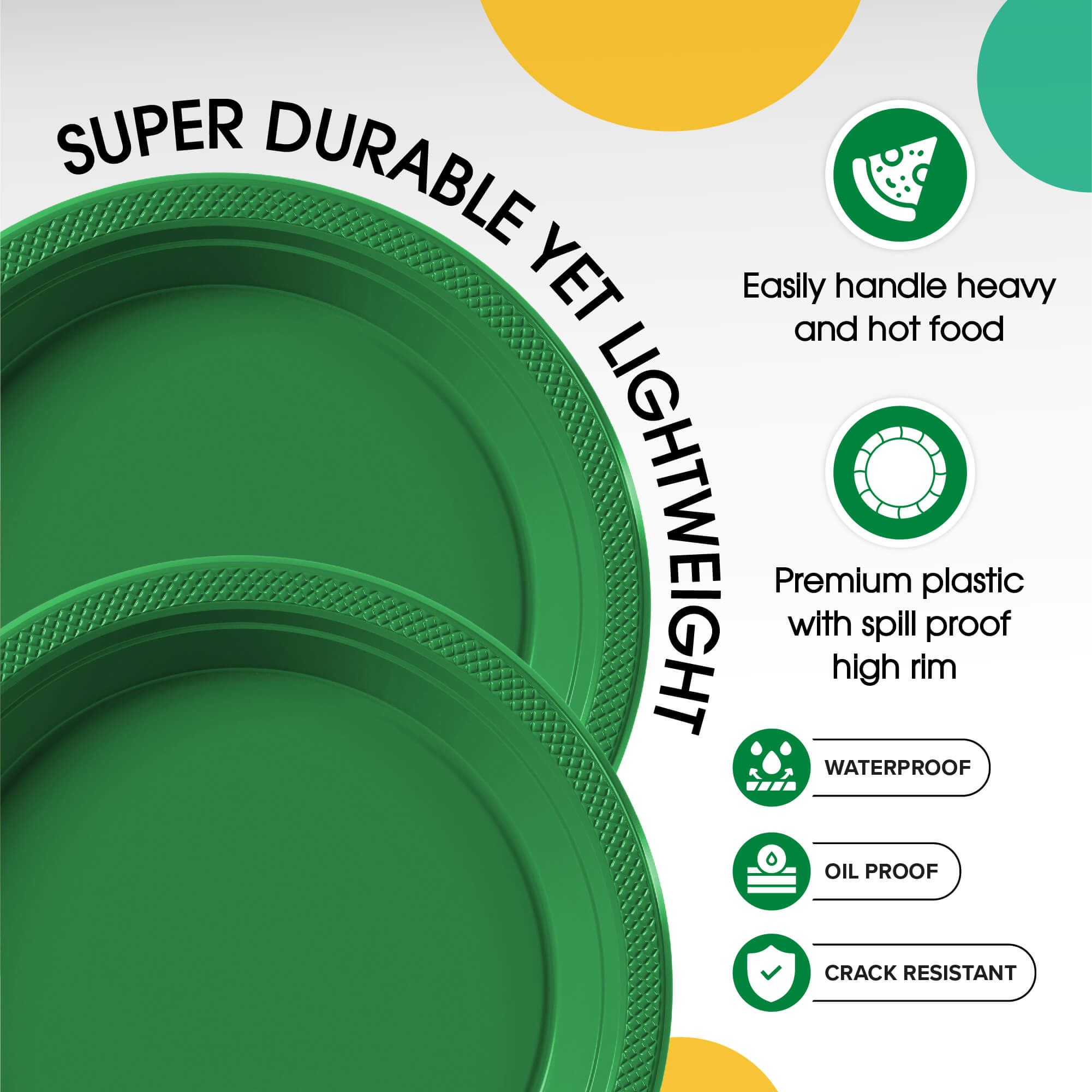 7 In. Emerald Green Plastic Plates | 8 Count