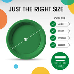 10 In. Emerald Green Plastic Plates | Case of 600