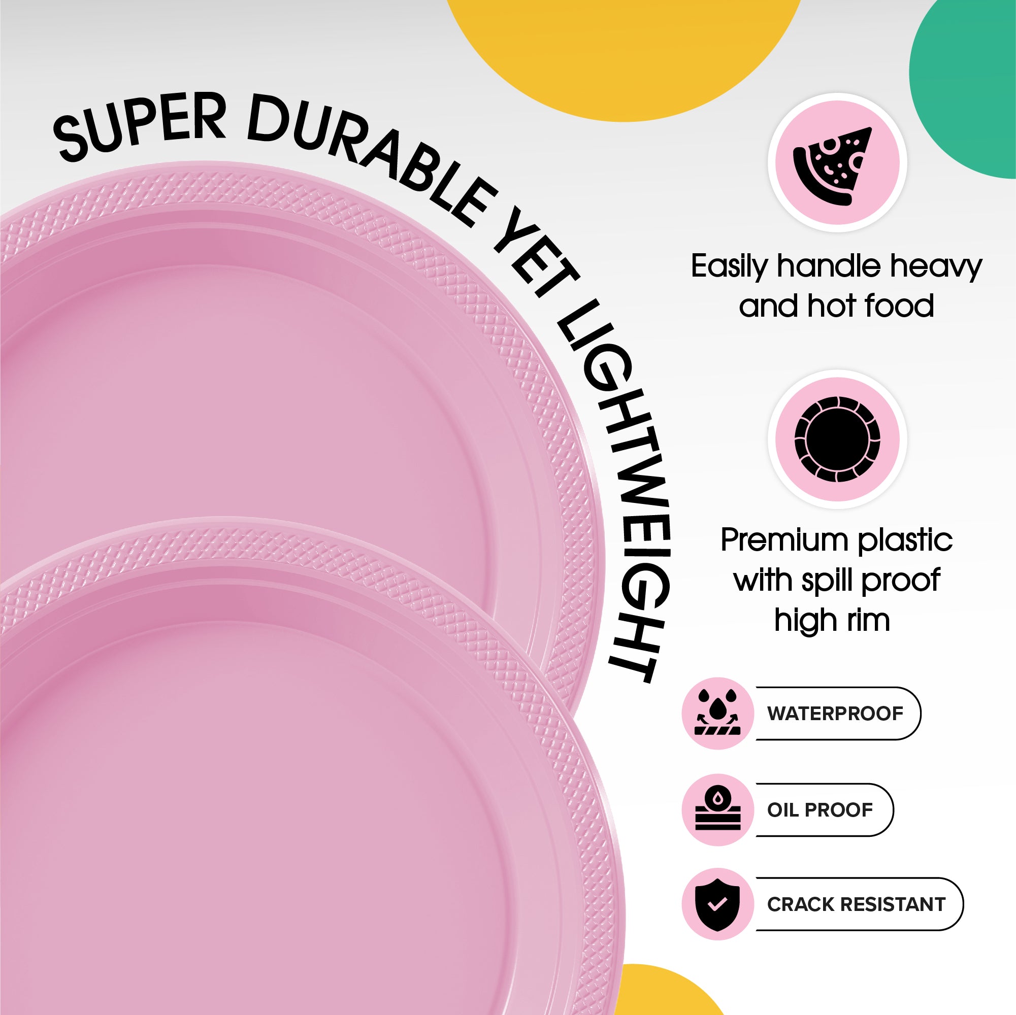 7 In. Pink Plastic Plates | 50 Count