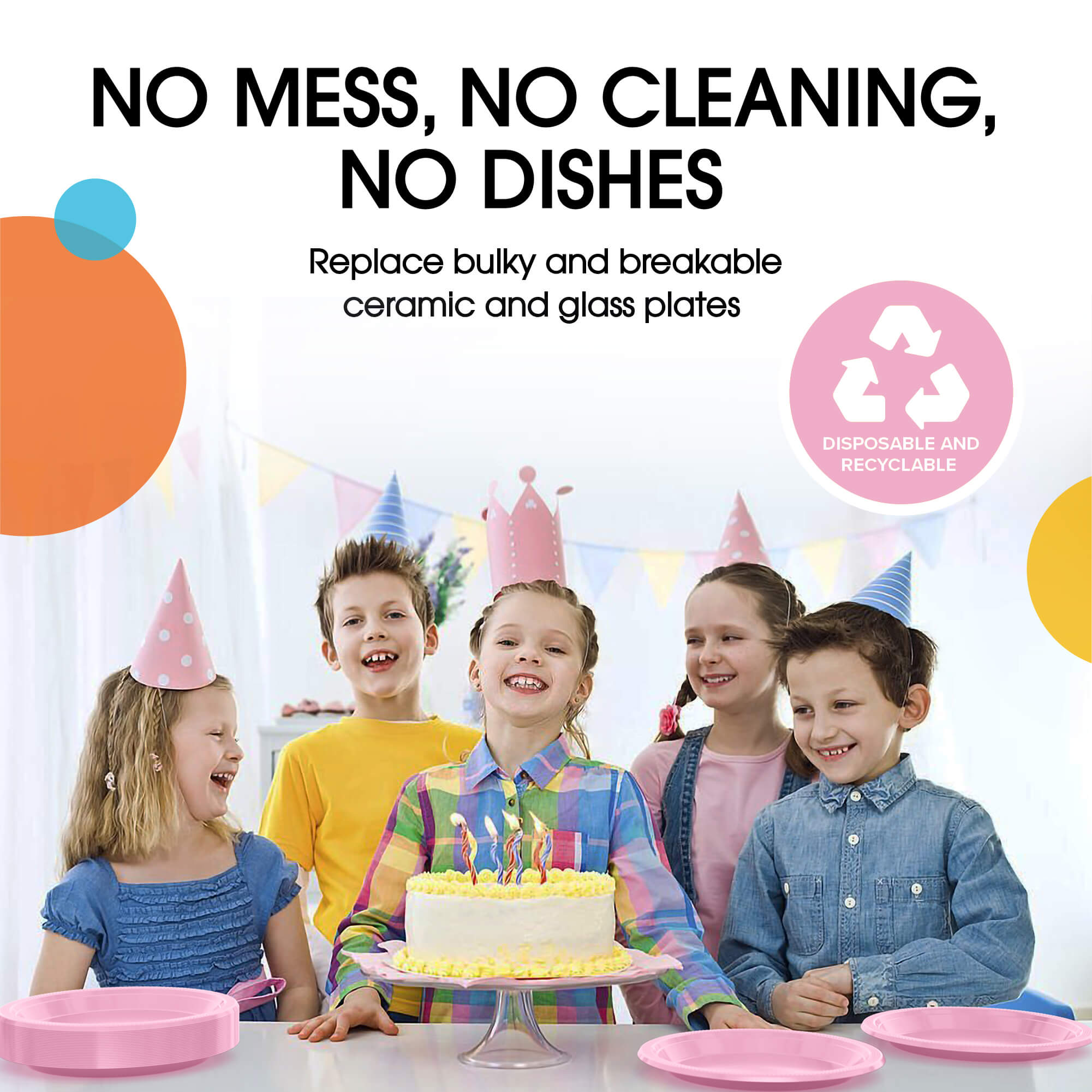 9 In. Pink Plastic Plates | 8 Count