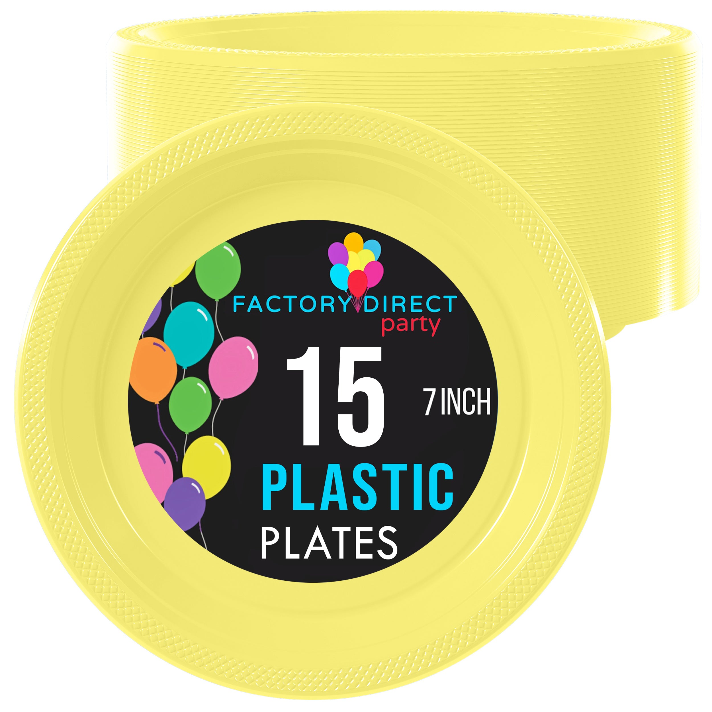 7 In. Light Yellow Plastic Plates | 15 Count
