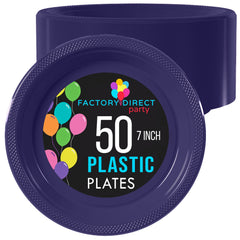 7 In. Navy Plastic Plates | 50 Count