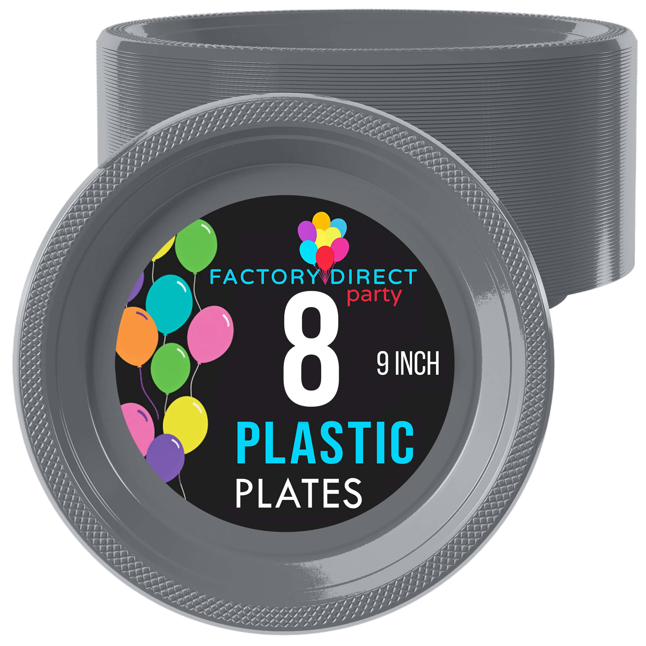 9 In. Silver Plastic Plates | 8 Count