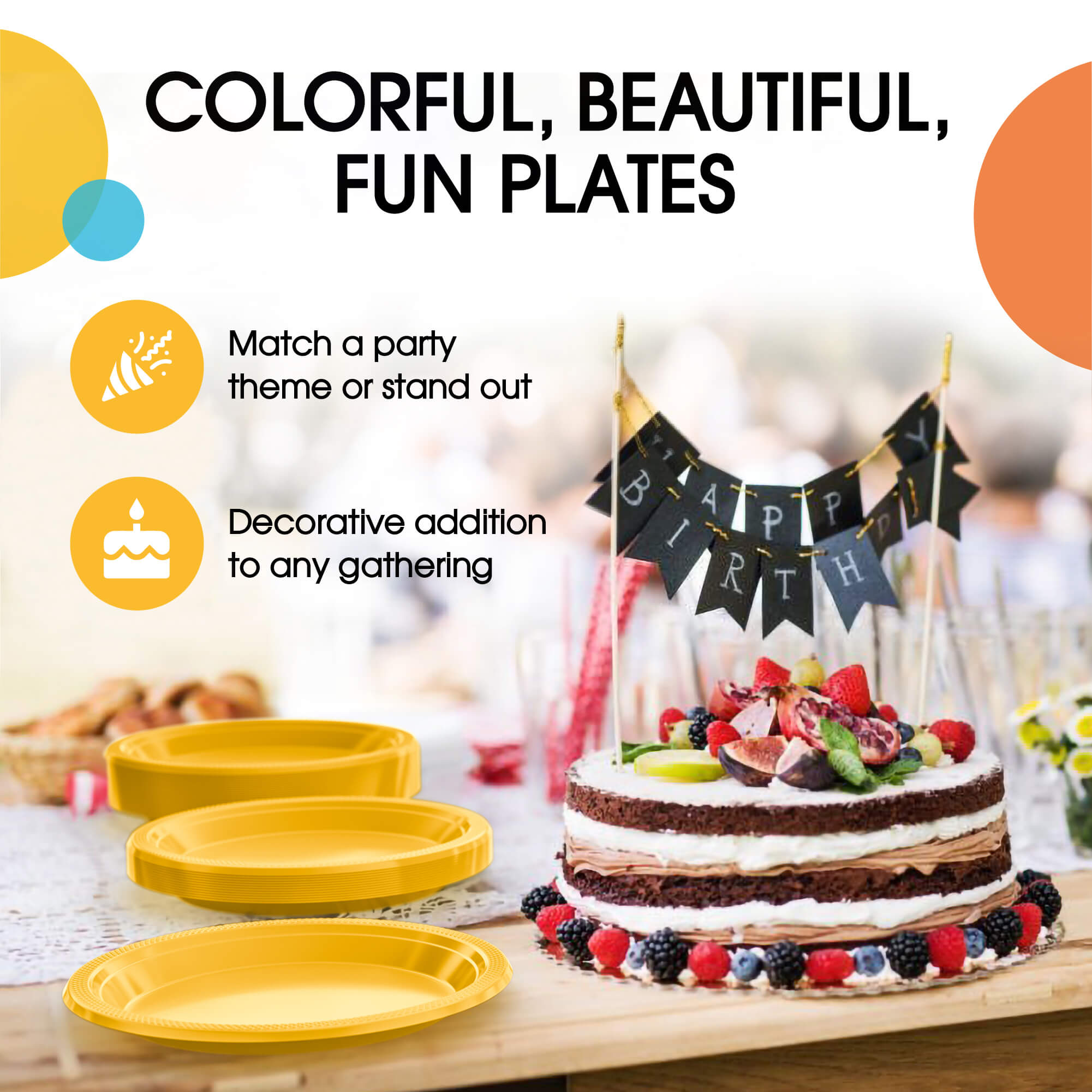 9 In. Yellow Plastic Plates | 8 Count