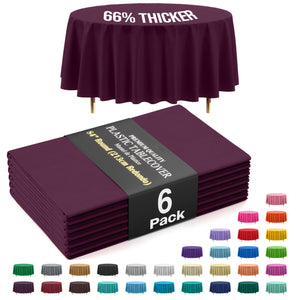 Premium Round Plum Plastic Table Covers | 6 Pack | 84 in.