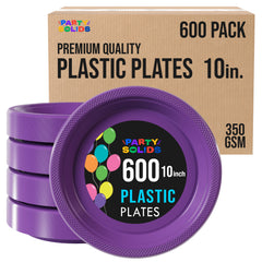 10 in. Purple Plastic Plates | Case of 600