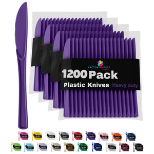 Heavy Duty Purple Plastic Knives - 7.75 in. | Case of 1200