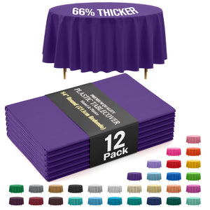 Premium Round Purple Plastic Table Covers | 12 Pack | 84 in.