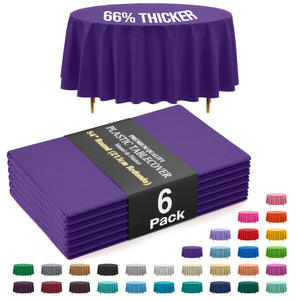 Premium Round Purple Plastic Table Covers | 6 Pack | 84 in.