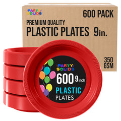 9 in. Red Plastic Plates | Case of 600