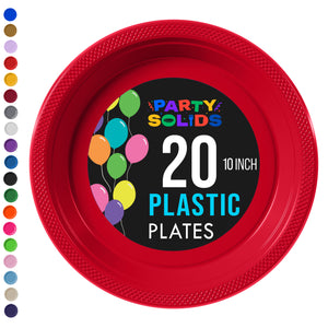 10 in. Red Plastic Plates | 20 Ct.