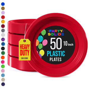 10 in. Red Plastic Plates | 50 Count