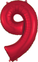 Red Number "9" SuperShape Foil Balloon | 34"