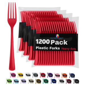 Heavy Duty Red Plastic Forks | 7.5 in. | Case of 1200