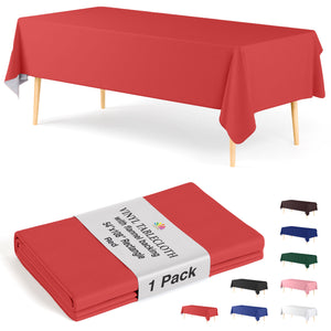 Red Flannel Backed Plastic Table Cover | 54 in. x 108 in.