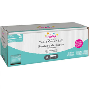 Robins Egg Plastic Table Cover Roll with Cutter - 54 x 126 ft