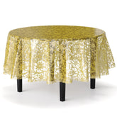 Round Gold Lace Plastic Table Cover | Case of 48