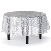 Round White Lace Plastic Table Cover | Case of 48