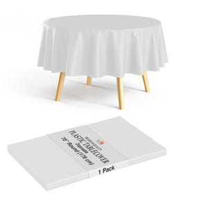 Premium 70" Round White Table Cover