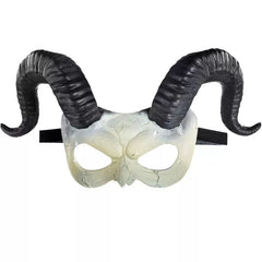 Ram Horned Skull Half Mask - Halloween Costume Accessory