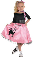Girls' 1950s Miss Sock Hop Costume with Poodle Skirt & Accessories - Child S (4-6)