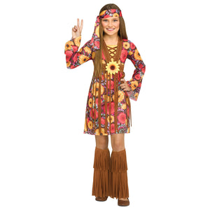 Flower Power Hippie Costume for Girls - Child M (8-10)