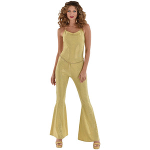 Glamorous Gold Metallic Disco Jumpsuit - Adult L/XL