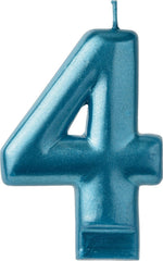 Metallic Blue Number 4 Birthday Candle | 3.25 In.