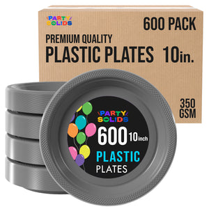 10 in. Silver Plastic Plates | Case of 600
