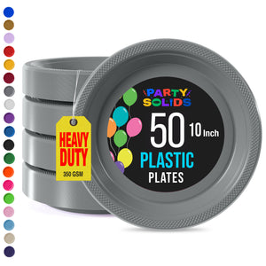 10 in. Silver Plastic Plates | 50 Count