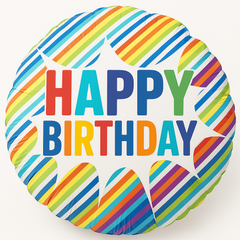 Striped Burst Happy Birthday Foil Balloon