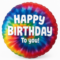 Vibrant Tie-Dye Metallic Foil Balloon