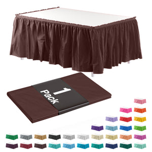 Brown Plastic Table Skirt | 14 ft. x 29 in.