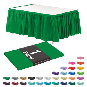 Emerald Green Plastic Table Skirt | 14 ft. x 29 in.