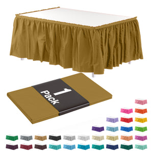 Gold Plastic Table Skirt | 168 in. x 29 in.