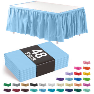 Light Blue Plastic Table Skirt - 168 in. x 29 in. | Case of 48