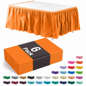 Orange Plastic Table Skirt | 6 Pack - 168 in. x 29 in.