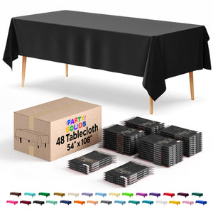 Black Plastic Table Cover | Case of 48 | 54 in. x 108 in.