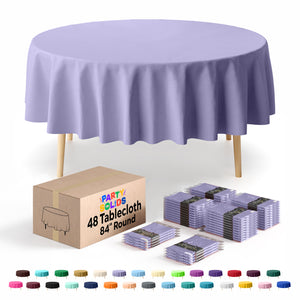 Round Lavender Plastic Table Cover | 84 in. | Case of 48
