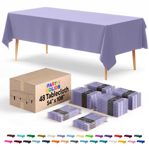 Lavender Plastic Table Cover | Case of 48 | 54 in. x 108 in.