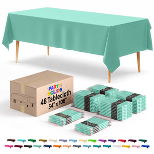 Mint Plastic Table Cover | Case of 48 | 54 in. x 108 in.