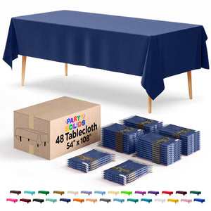 Navy Blue Plastic Table Cover | Case of 48 | 54 in. x 108 in.