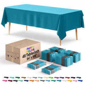 Turquoise Plastic Table Cover | Case of 48 | 54 in. x 108 in.