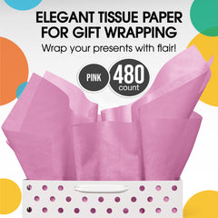 Pink Tissue Paper 20 in. x 30 in. | 480 Sheets
