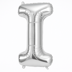 Silver Letter "I" Foil Balloon - Metallic Shine