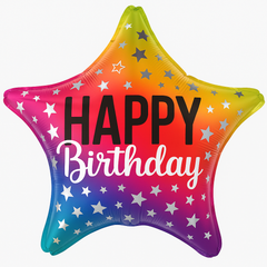 Vibrant Rainbow Star Foil Birthday Balloon - 17"