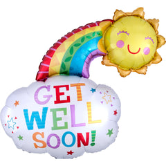 Get Well Soon Rainbow & Sun Foil SuperShape Balloon